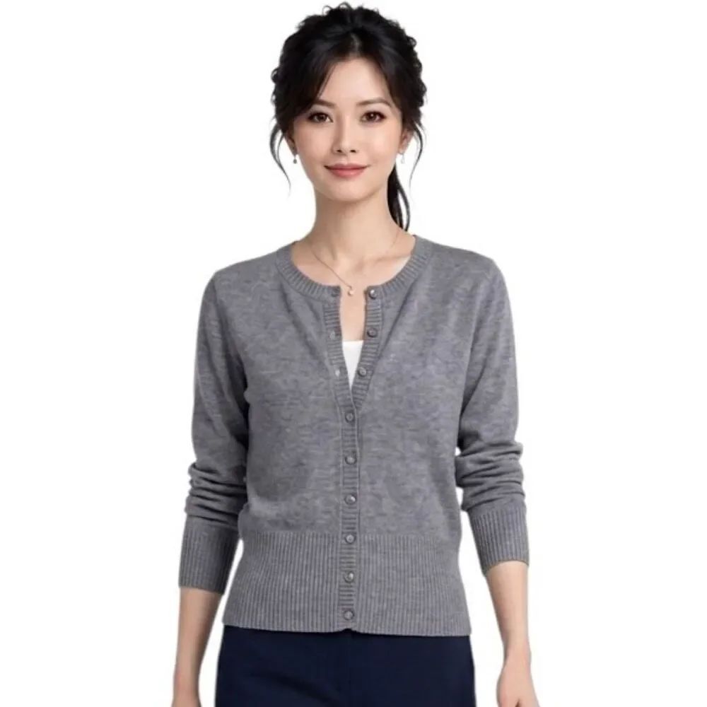 Madden Girl Gray Heathered Button Down Cardigan Size S